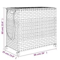 VidaXL Wasmand op wielen 66x35x60 cm rattan wit - thumbnail
