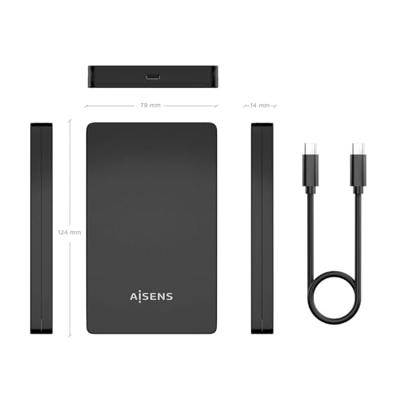 Behuizing voor Harde Schijf Aisens ASE-2542B Zwart 2,5"