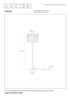 Lucide FOLD - Vloerlamp - Ø 45 cm - 1xE27 - Wit Lucide FOLD - Vloerlamp - Ø 45 cm - 1xE27 - Wit