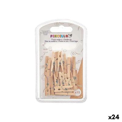Klemmen Pincello Bruin Hout Klein (24 Stuks)