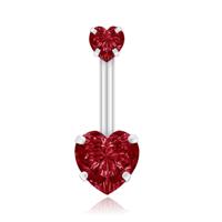 Navelpiercing Edelstaal Double Heart Rood - thumbnail