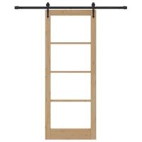 Glijdende Deur met Set voor Bevestiging 83x211 cm Massief Hout van Grenen - thumbnail