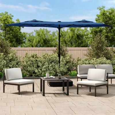 VidaXL Parasol dubbel dak met led 316x240 cm azuurblauw