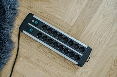 Brennenstuhl Premium-Alu-Line Techniek stekkerdoos 16-voudig Duo zwart 3m H05VV-F 3G1,5 de stopcontacten zijn schakelbaar per 8| afname per 2 - - thumbnail