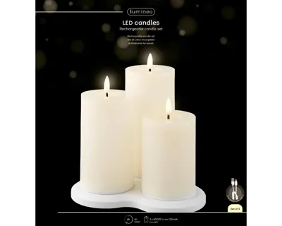 Lumineo LED Kaarsen Oplaadbare Creme/Warm wit 3st Lumineo LED Kaarsen Oplaadbare Creme/Warm wit 3st