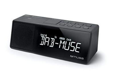 Muse M-172 DBT wekkerradio met Bluetooth, USB-poort en oplaadfunctie (Bluetooth, NFC, USB, AUX-in, PLL FM DAB/DAB+ radio, LED-display, 20 zendergeheugen, slaap, snooze) zwart