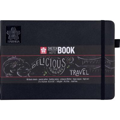 Schetsboek Sakura 80 zwarte vellen 140gr 210x148mm zwart | 5 stuks