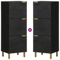 Hoge kast 40x33x110 cm bewerkt hout zwart - thumbnail