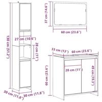 3-delige Badkamermeubelset bewerkt hout betongrijs - thumbnail