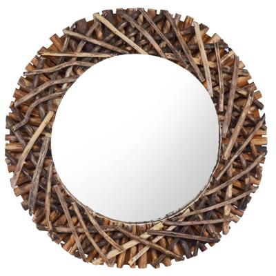 VidaXL Wandspiegel rond 60 cm teakhout VidaXL Wandspiegel rond 60 cm teakhout