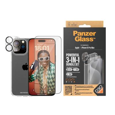PanzerGlass 3-in-1 Ultra Wide Fit Bundle Glass + Case + Lens Set (hoesje + beschermglas) Apple iPhone 15 Pro Max