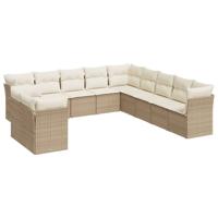 11-delige Tuinset met kussens poly rattan beige - thumbnail
