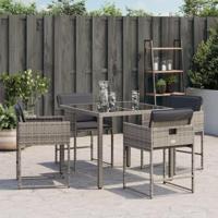 Tuinstoelen 4 st met kussens poly rattan grijs - thumbnail