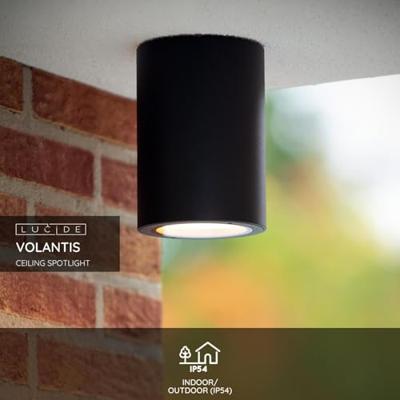Lucide VOLANTIS - Plafondspot Binnen/Buiten - Ø 10,8 cm - 1xE27 - IP54 - Zwart