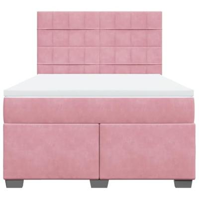 Boxspring met matras fluweel roze 160x200 cm