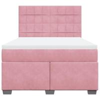 Boxspring met matras fluweel roze 160x200 cm - thumbnail