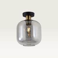 Plafondlamp Xirena vetro fumé - Met een bol van rookglas en een zwarte metalen plafondplaat - Zonder lichtbron - thumbnail