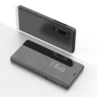 Voor Galaxy A90 5G galvaniseren spiegel horizontale Flip PU lederen draagtas met houder (zwart) - thumbnail