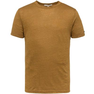 Short sleeve r-neck slim fit linen dull gold