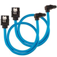 Corsair Premium SATA3-kabel, schuin/recht (6 Gbps, 30 cm, 90 graden), met ommanteling, blauw - thumbnail