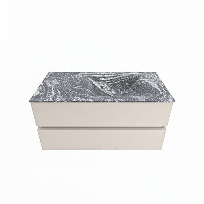 MONDIAZ VICA-DLUX 100cm badmeubel onderkast Linen 2 lades. Inbouw wastafel CLOUD rechts 1 kraangat, kleur Lava.