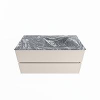 MONDIAZ VICA-DLUX 100cm badmeubel onderkast Linen 2 lades. Inbouw wastafel CLOUD rechts 1 kraangat, kleur Lava. - thumbnail