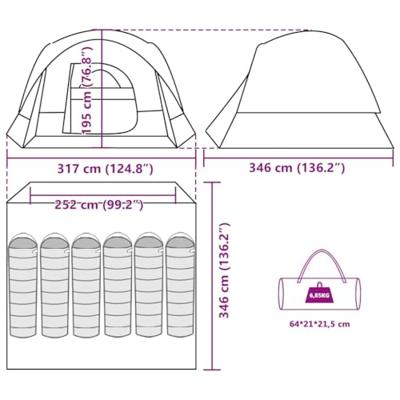 Gezinstentcabine 6-persoons verduisterende stof wit waterdicht