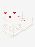 Set van 3 slipjes for girls met hoge taille en hartjes van katoen voor kinderen PETIT BATEAU wit - thumbnail
