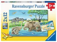 Ravensburger Legpuzzel jonge dieren uit de hele wereld, 2x12 st. - thumbnail