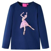 Kindershirt met lange mouwen ballerinaprint 104 marineblauw - thumbnail