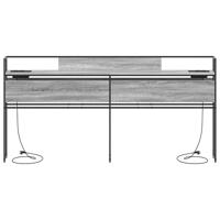 Opberghoofdbord met hoofdeinde met opslag Grijs sonoma 200 cm Bewerkt hout - thumbnail