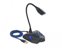 Delock 66330 Zangmicrofoon Dasspeld Zendmethode:USB Incl. kabel USB Zwart, Blauw - thumbnail
