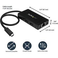 StarTech.com 3 poorts USB C naar USB-A hub met Gigabit Ethernet - USB-C naar 3x USB-A - USB 3.0 (5Gbps) - Inclusief voedingsadapter - thumbnail
