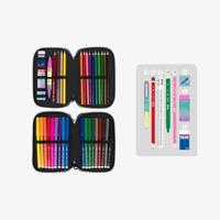 Dubbele etui Milan Sunset Zwart Roze 19,5 x 13 x 5 cm 36 Onderdelen - thumbnail