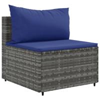 5-delige Loungeset met kussens poly rattan grijs - thumbnail