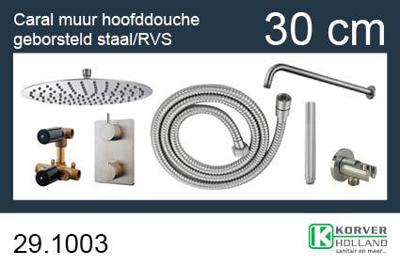 Regendouche set SaniClear Evolution Curved | 30 cm | Incl.Inbouwdeel | 2 standen handdouche | Met glijstang | RVS