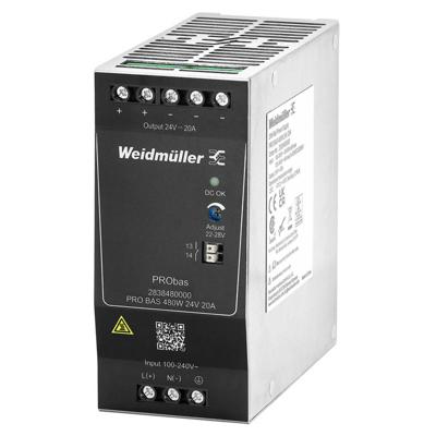 Weidmüller 2838480000 DIN-rail netvoeding 24 V 20 A 480 W Aantal uitgangen:1 x Inhoud 1 stuk(s)