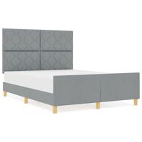 Bedframe met hoofdeinde Lichtgrijs 140 x 190 cm Stof - thumbnail