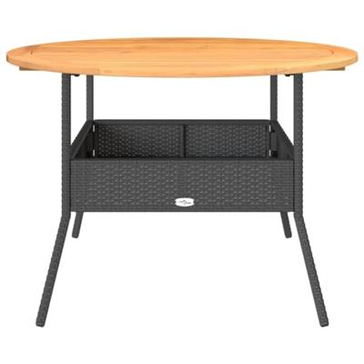 Tuintafel met acaciahouten blad 110x71 cm poly rattan zwart