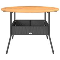 Tuintafel met acaciahouten blad 110x71 cm poly rattan zwart - thumbnail