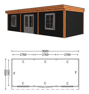 Trendhout Overkapping Refter XL 900x400 cm- Plat dak- Onbehandeld lariks Douglas hout- Trendhout