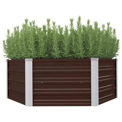 VidaXL Plantenbak verhoogd 129x129x46 cm gegalvaniseerd staal bruin VidaXL Plantenbak verhoogd 129x129x46 cm gegalvaniseerd staal bruin