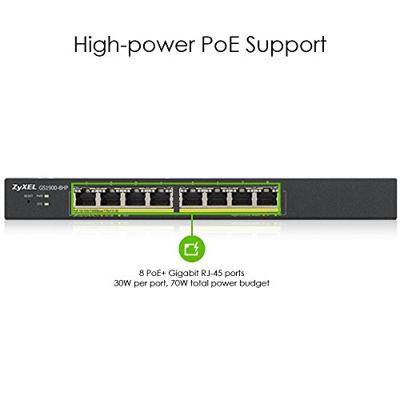 Zyxel GS1900-8HP v3 PoE Managed L2 Gigabit Ethernet (10/100/1000) Power over Ethernet (PoE) Zwart - thumbnail