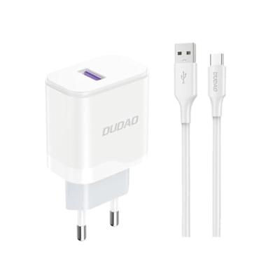 Dudao - Stekker met USB aansluiting (5V) - USB naar USB-C oplader - 2.4A oplaadkabel - Datakabel - 1 Meter - Wit Dudao - Stekker met USB aansluiting (5V) - USB naar USB-C oplader - 2.4A oplaadkabel - Datakabel - 1 Meter - Wit
