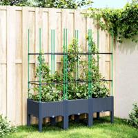 VidaXL Plantenbak met latwerk 120x40x142,5 cm polypropeen blauwgrijs - thumbnail