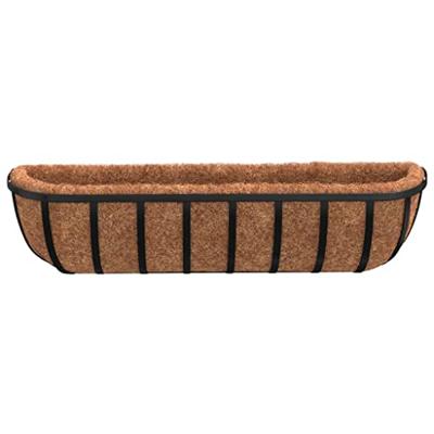 VidaXL Wandbakken 2 st met kokosvezel 61x19x16 cm staal zwart
