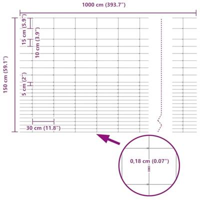 VidaXL Wilde hek warm verzinkt 1000 x 150 x 0,18 cm ijzer VidaXL Wilde hek warm verzinkt 1000 x 150 x 0,18 cm ijzer
