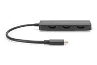 DIGITUS 3-poorts USB-C grafische adapter - USB-C naar 3x HDMI - 4k60Hz - Multi Stream Transport (MST) - Video Hub - zwart - thumbnail