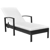 Ligbed met kussen poly rattan zwart - thumbnail