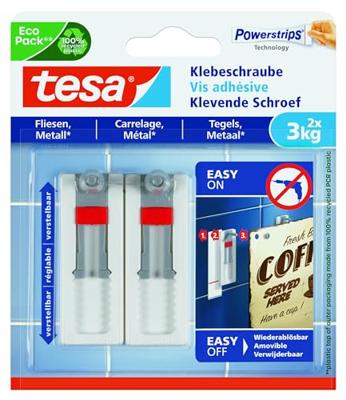 tesa 77765 Zelfklevende schroef verstelbaar Wit Inhoud: 2 stuk(s)